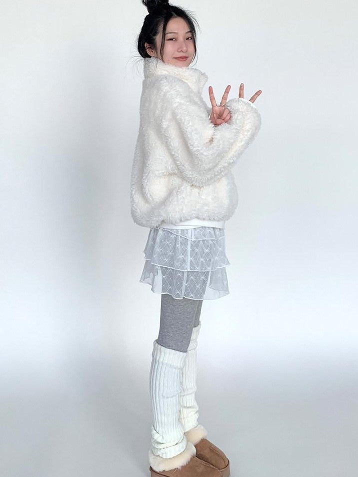 atrandom Jacquard Lace Bow Short Layered A Line Women&