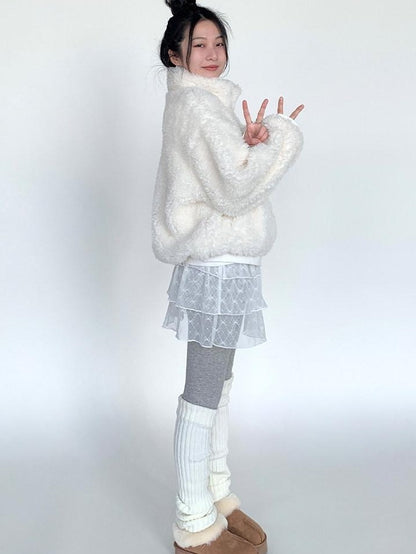 atrandom Jacquard Lace Bow Short Layered A Line Women&