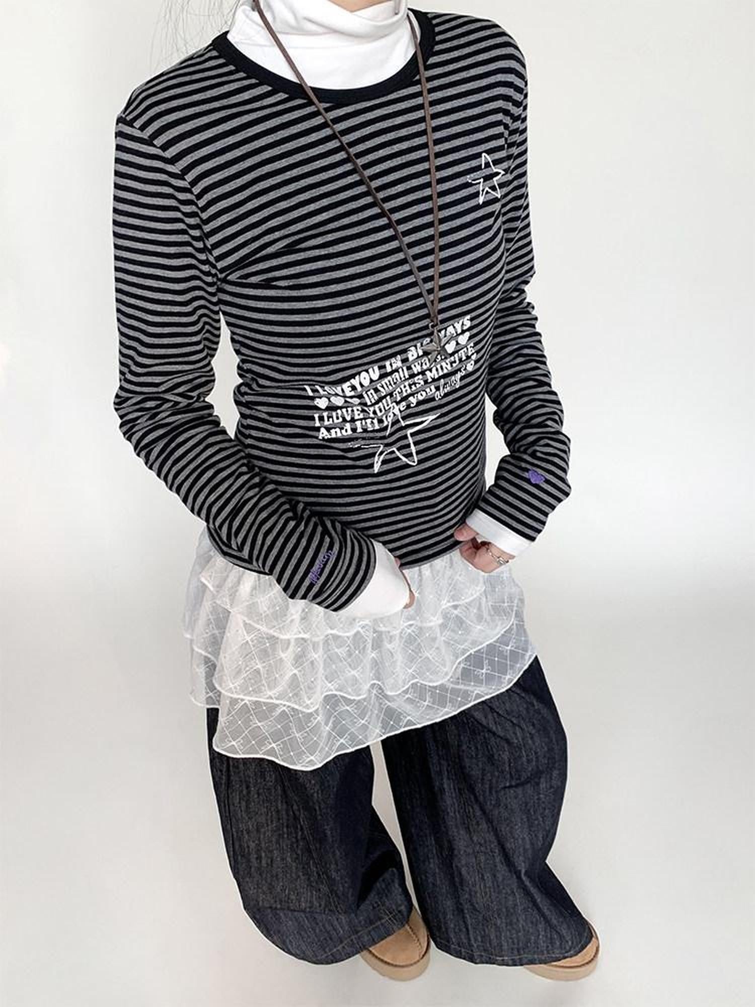 atrandom Jacquard Lace Bow Short Layered A Line Women&