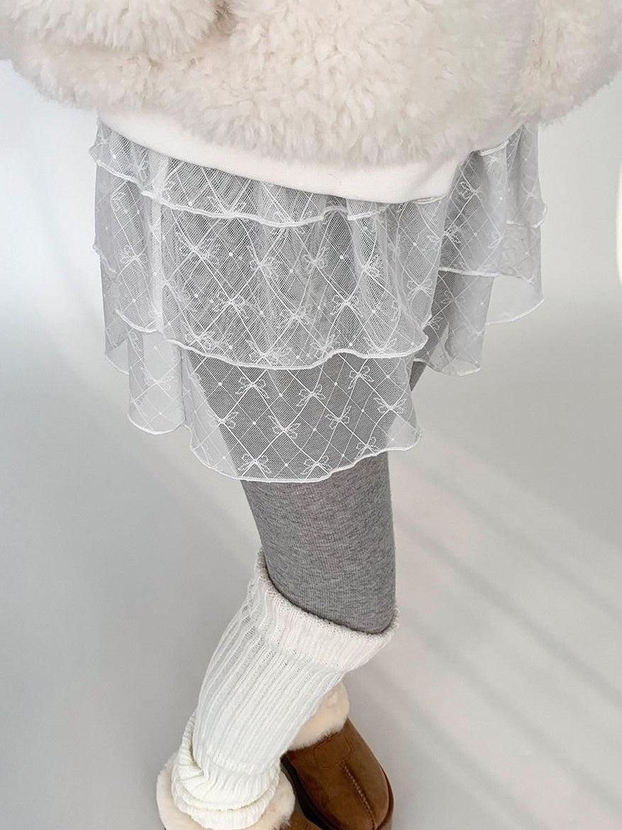 atrandom Jacquard Lace Bow Short Layered A Line Women&