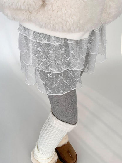 atrandom Jacquard Lace Bow Short Layered A Line Women&