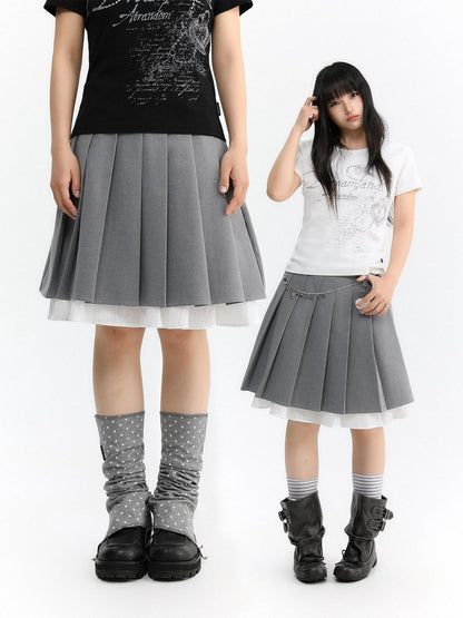 atrandom Light Gray Pleated Collegiate Women&