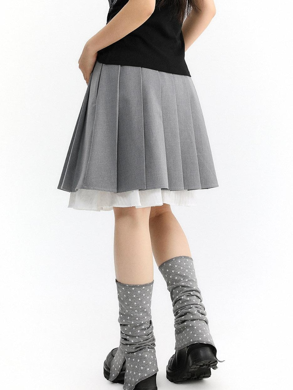 atrandom Light Gray Pleated Collegiate Women&