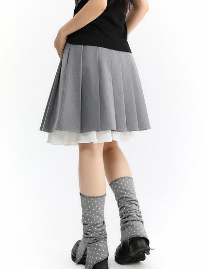 atrandom Light Gray Pleated Collegiate Women&