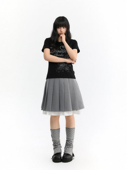 atrandom Light Gray Pleated Collegiate Women&