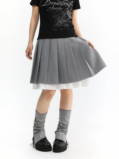 atrandom Light Gray Pleated Collegiate Women&