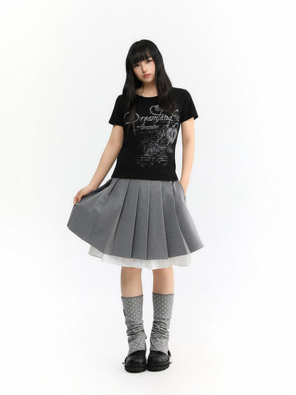 atrandom Light Gray Pleated Collegiate Women&