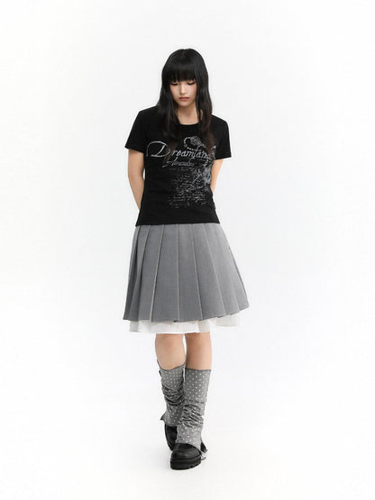 atrandom Light Gray Pleated Collegiate Women&