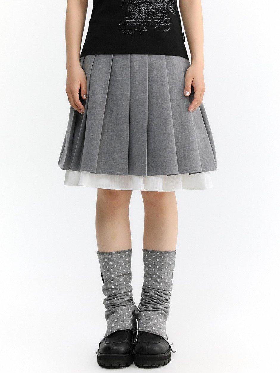 atrandom Light Gray Pleated Collegiate Women&
