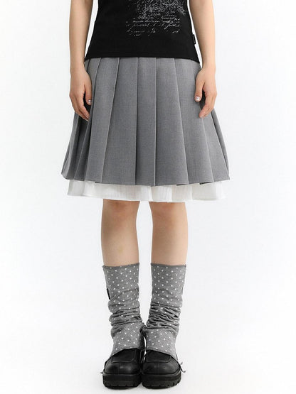 atrandom Light Gray Pleated Collegiate Women&