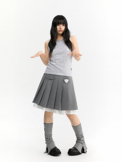 atrandom Light Gray Pleated Collegiate Women&