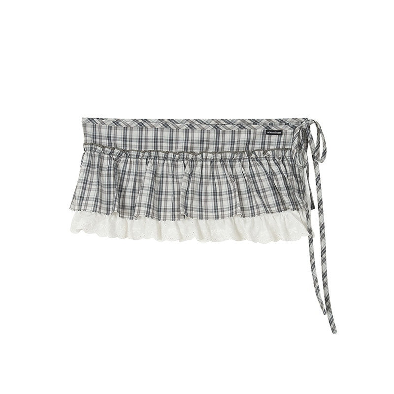 atrandom_Light_Green_Plaid_Tie_High_Waist_Pleated_Side_Slit_Women&