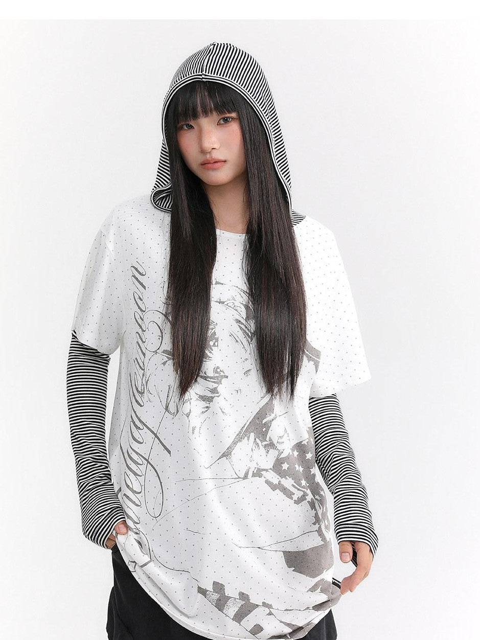 atrandom Manga Girl Print Polka Dot Bardot Women&