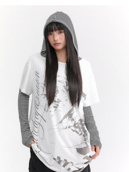atrandom Manga Girl Print Polka Dot Bardot Women&