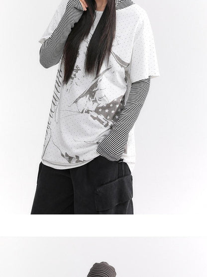 atrandom Manga Girl Print Polka Dot Bardot Women&