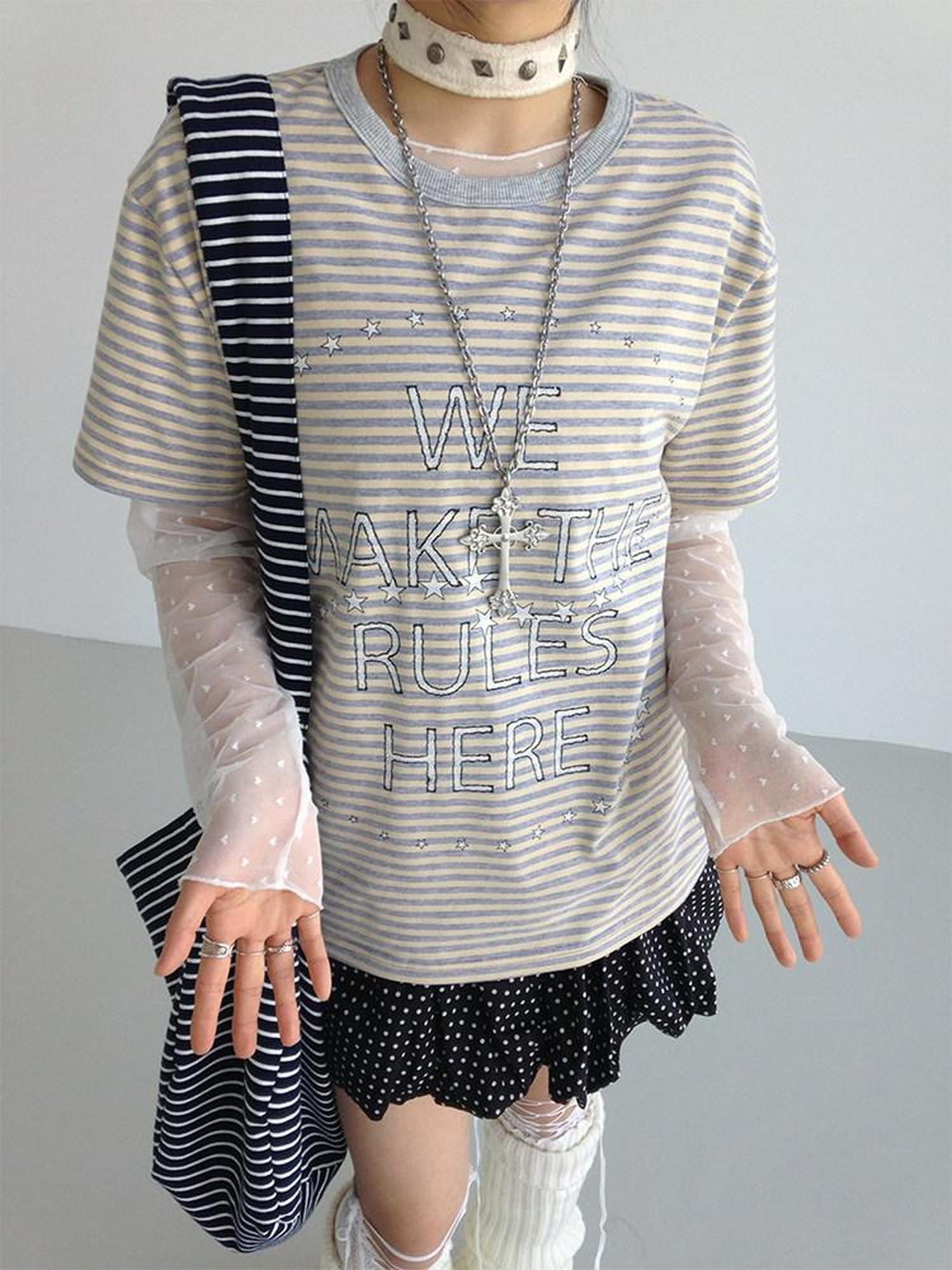 atrandom Misty Heart Jacquard Mesh Sheer Women&
