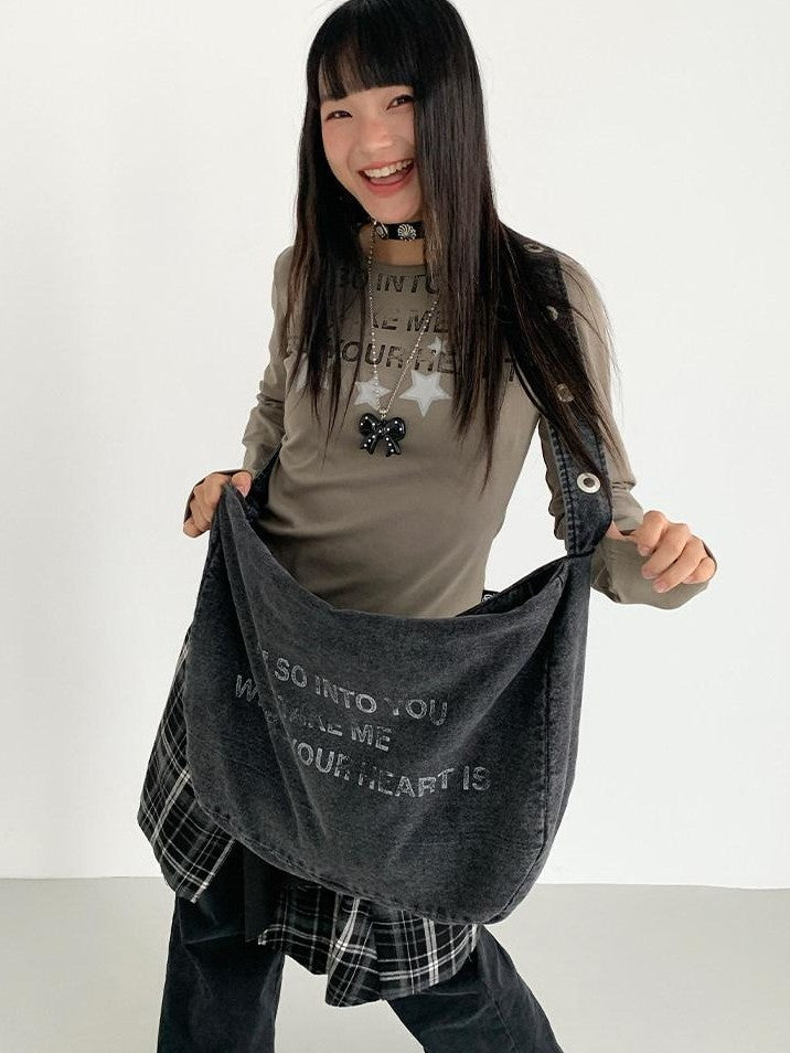 atrandom Pickle Green Vintage Text Star Print Women&