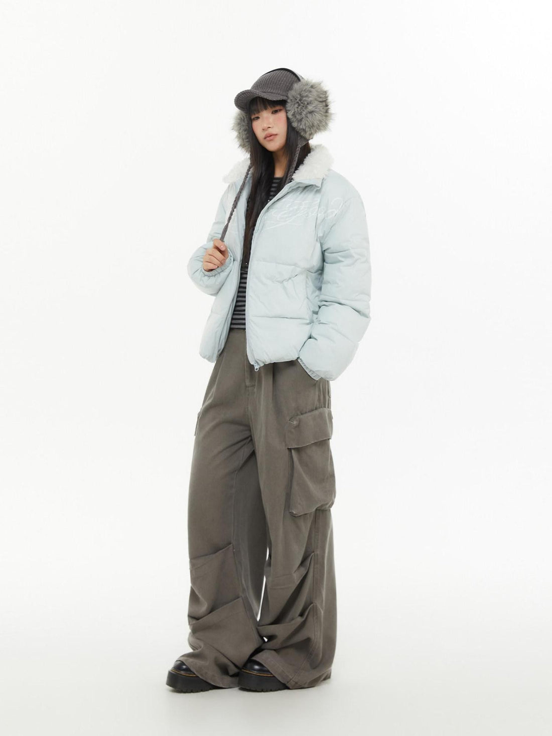 atrandom Pleated Multi Pocket Washed Cargo Women&