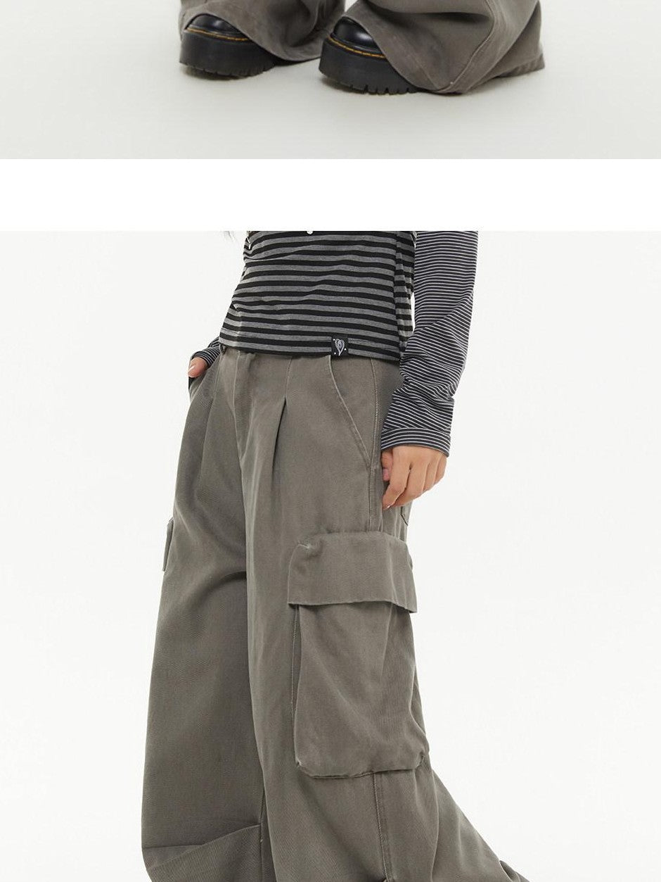 atrandom Pleated Multi Pocket Washed Cargo Women&