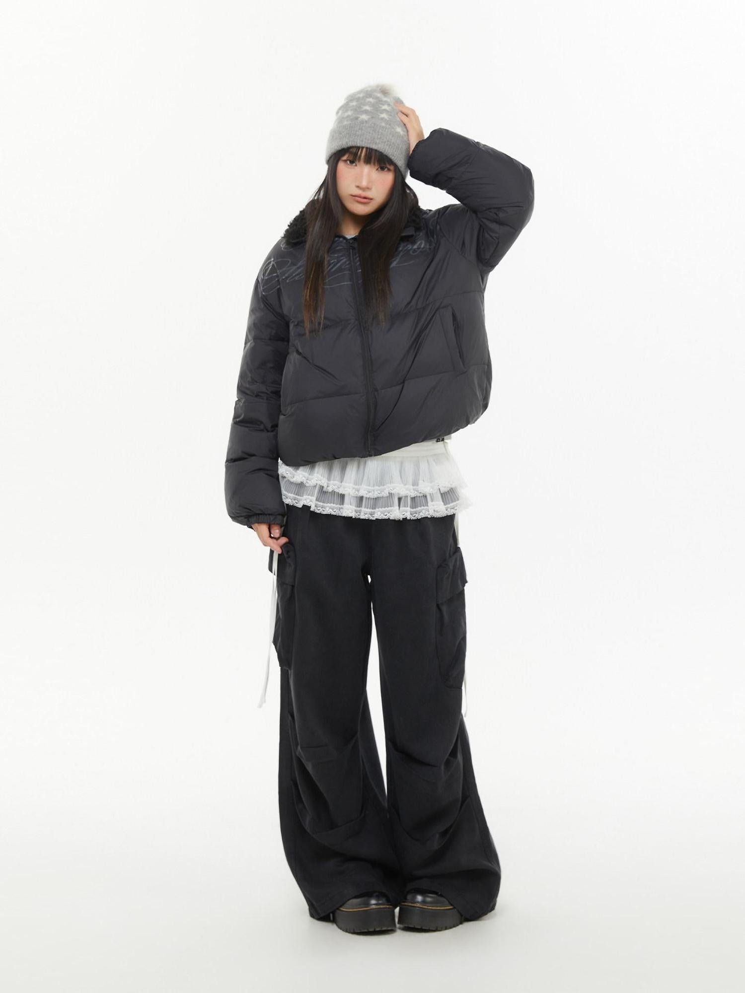 atrandom Pleated Multi Pocket Washed Cargo Women&