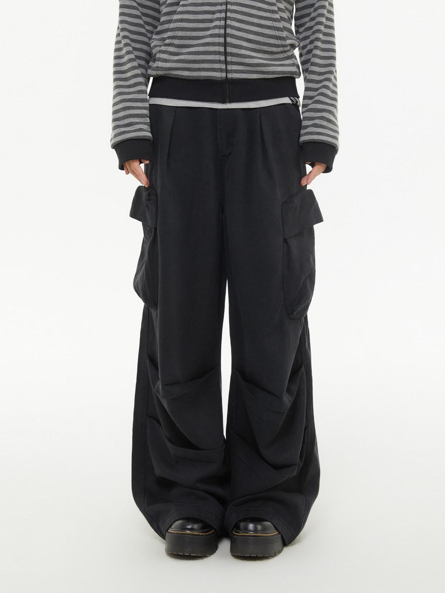 atrandom Pleated Multi Pocket Washed Cargo Women&