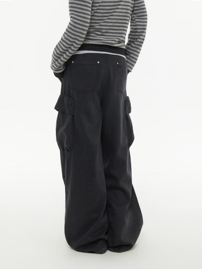 atrandom Pleated Multi Pocket Washed Cargo Women&