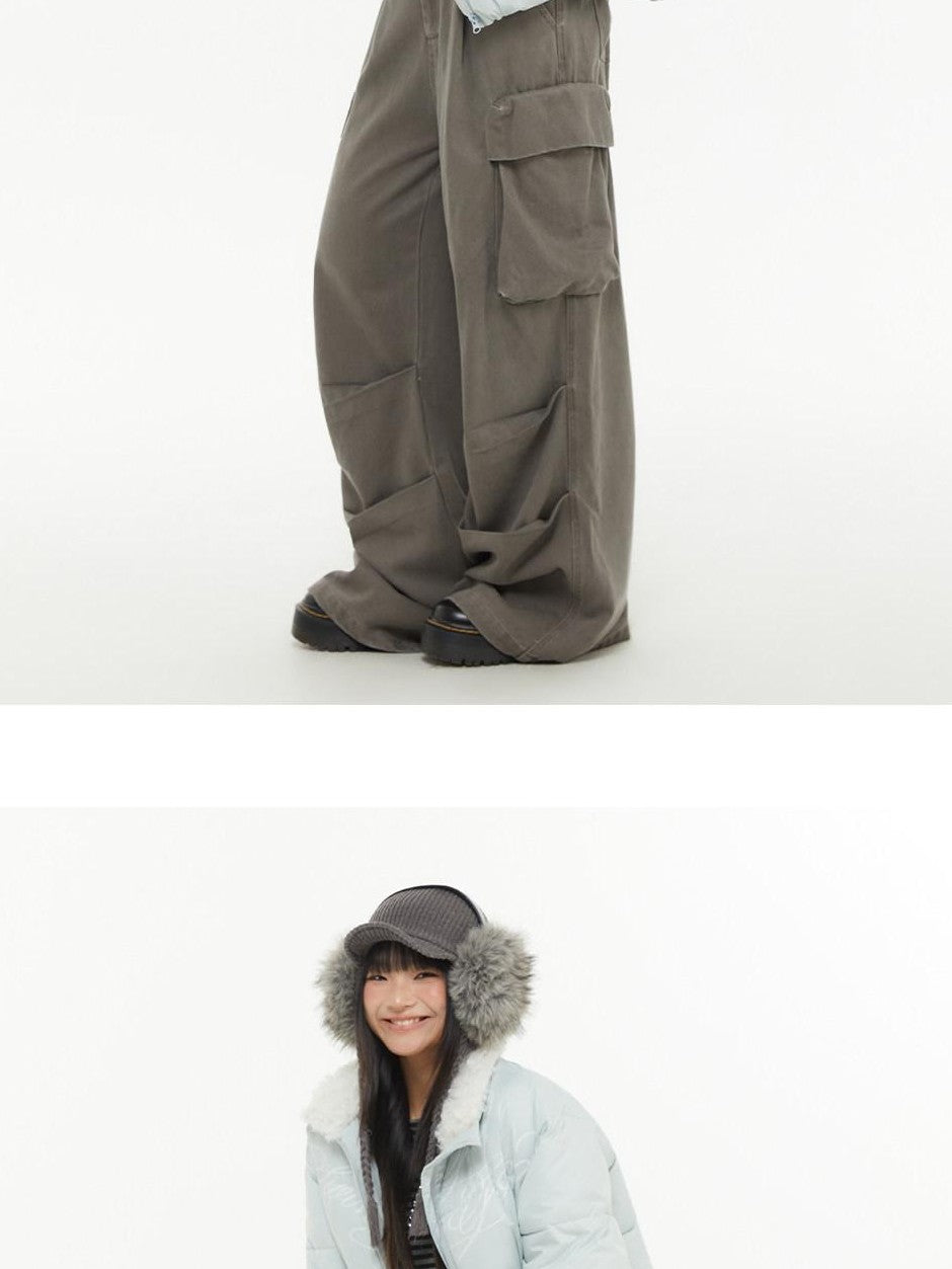 atrandom Pleated Multi Pocket Washed Cargo Women&