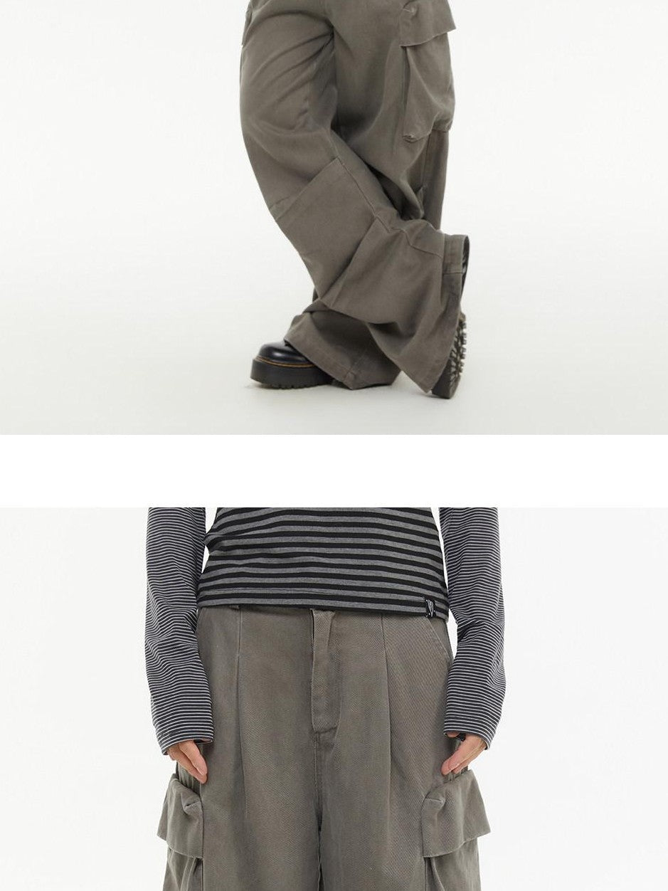 atrandom Pleated Multi Pocket Washed Cargo Women&