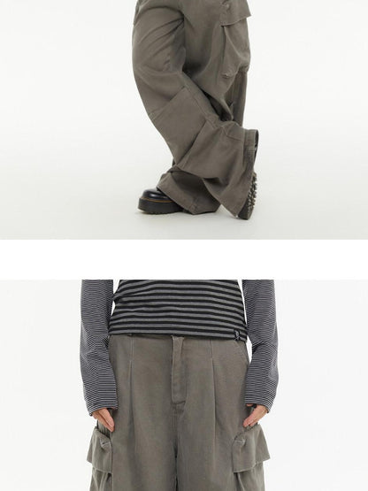 atrandom Pleated Multi Pocket Washed Cargo Women&