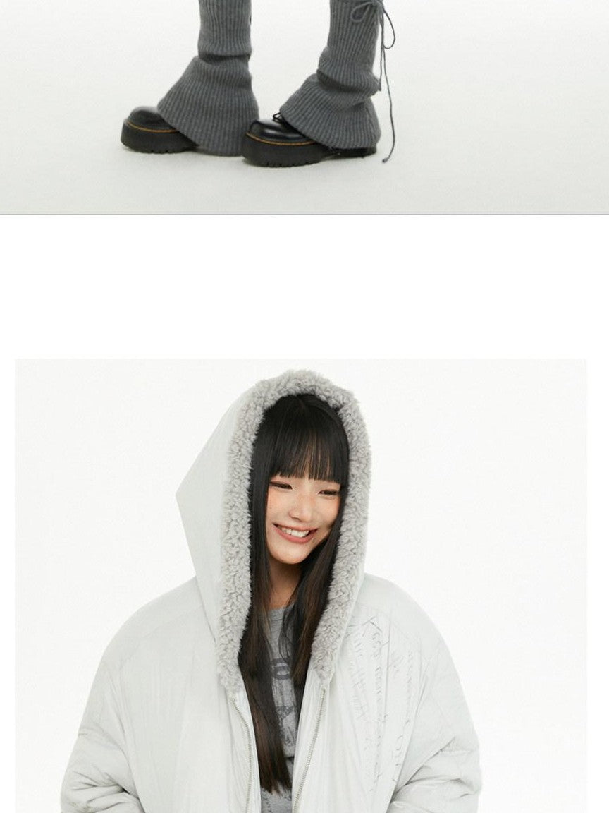 atrandom Plush Letter Print Oversized Dropped Shoulder Women&