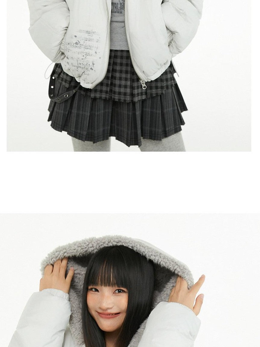 atrandom Plush Letter Print Oversized Dropped Shoulder Women&