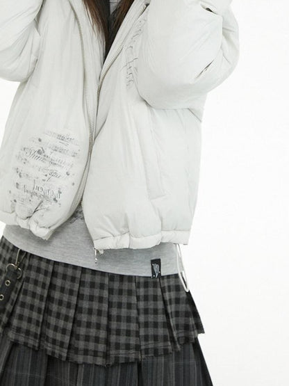 atrandom Plush Letter Print Oversized Dropped Shoulder Women&