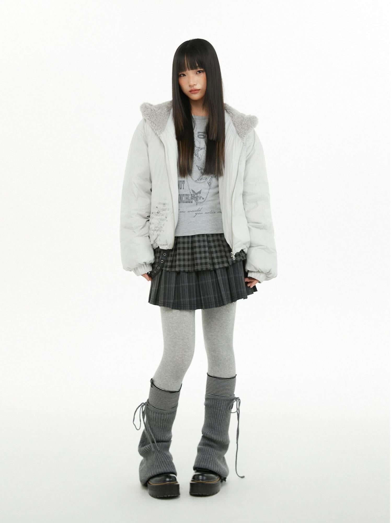 atrandom Plush Letter Print Oversized Dropped Shoulder Women&