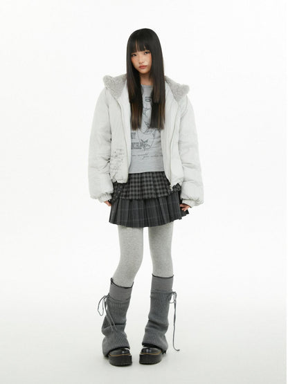 atrandom Plush Letter Print Oversized Dropped Shoulder Women&