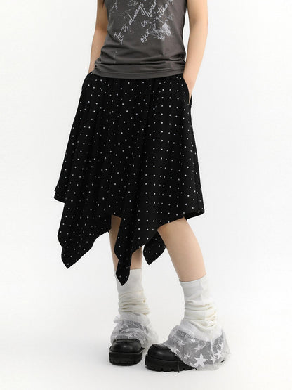 atrandom Polka Dot Asymmetric Elastic Waist Women&