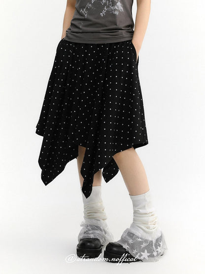 atrandom Polka Dot Asymmetric Elastic Waist Women&