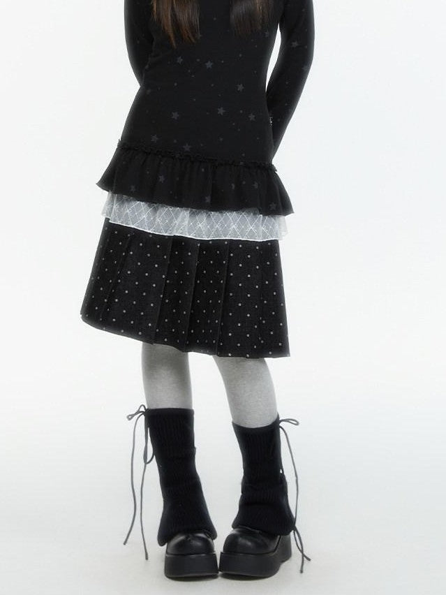 atrandom Polka Dot Pleated Layered Women&