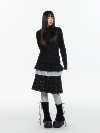 atrandom Polka Dot Pleated Layered Women&