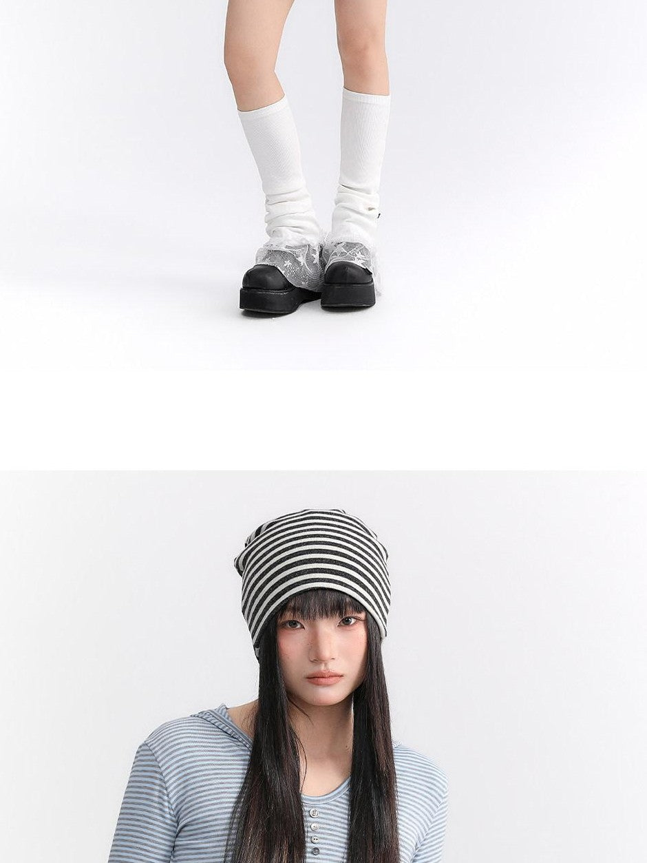 atrandom Polka Dot Spliced Pleated Elastic Waist Women&
