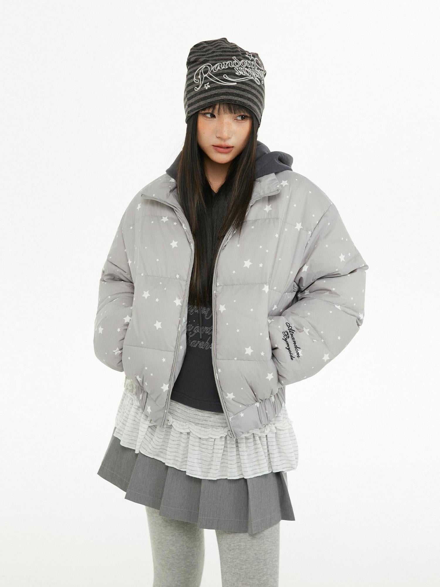 atrandom Puffer Embroidered Star Print Women&