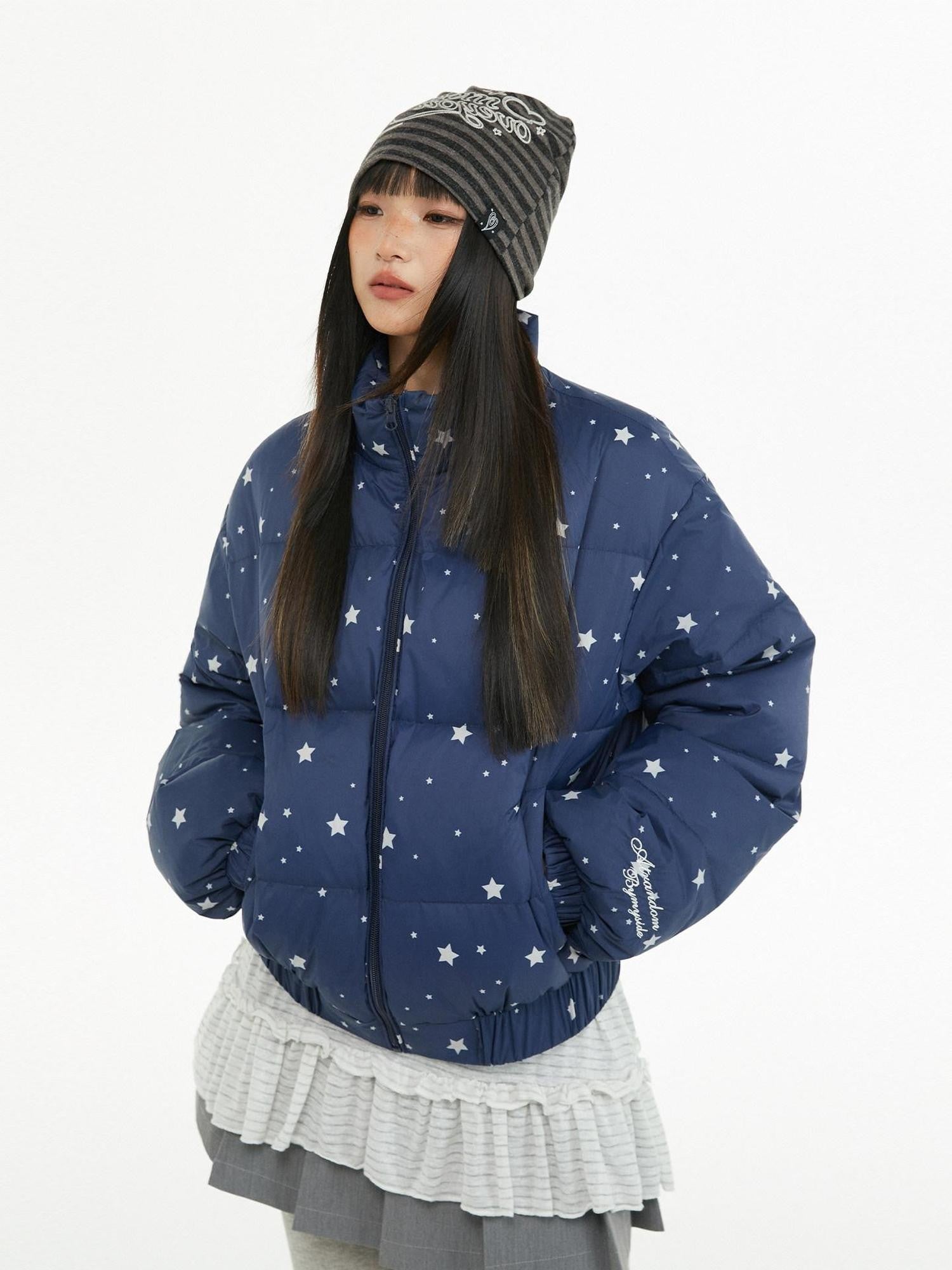 atrandom Puffer Embroidered Star Print Women&