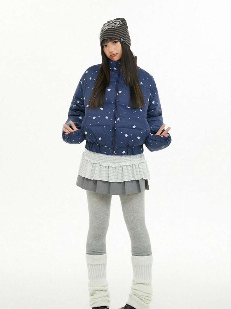 atrandom Puffer Embroidered Star Print Women&