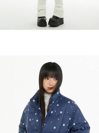 atrandom Puffer Embroidered Star Print Women&