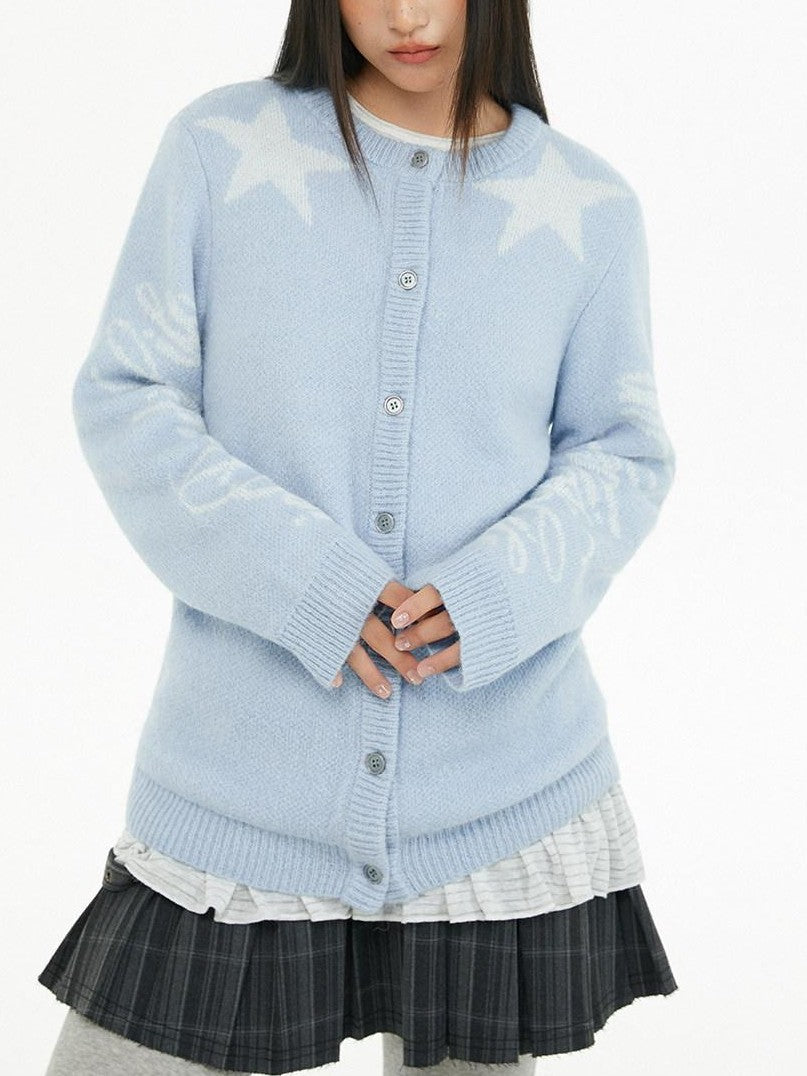 atrandom Relaxed Star Jacquard Crewneck Knit Women&
