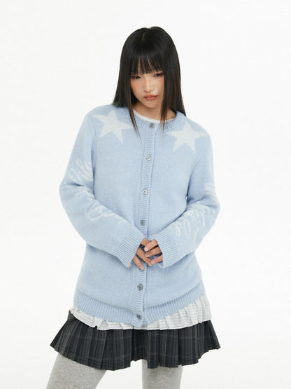 atrandom Relaxed Star Jacquard Crewneck Knit Women&