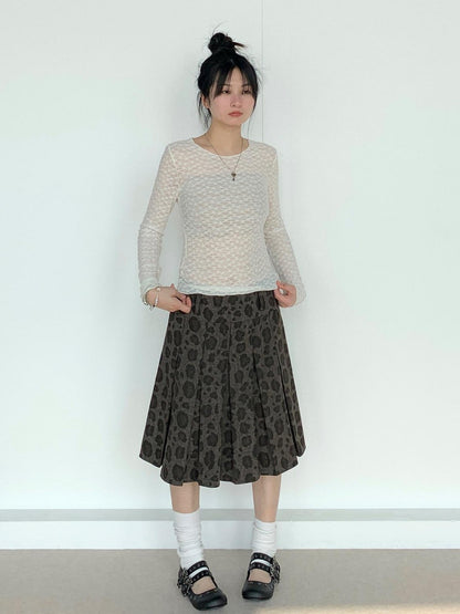 atrandom Sheer Lace Mesh Layered Slim Fit Women&