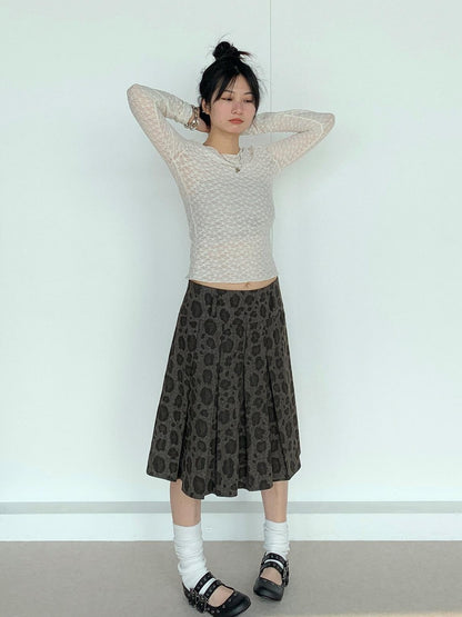 atrandom Sheer Lace Mesh Layered Slim Fit Women&