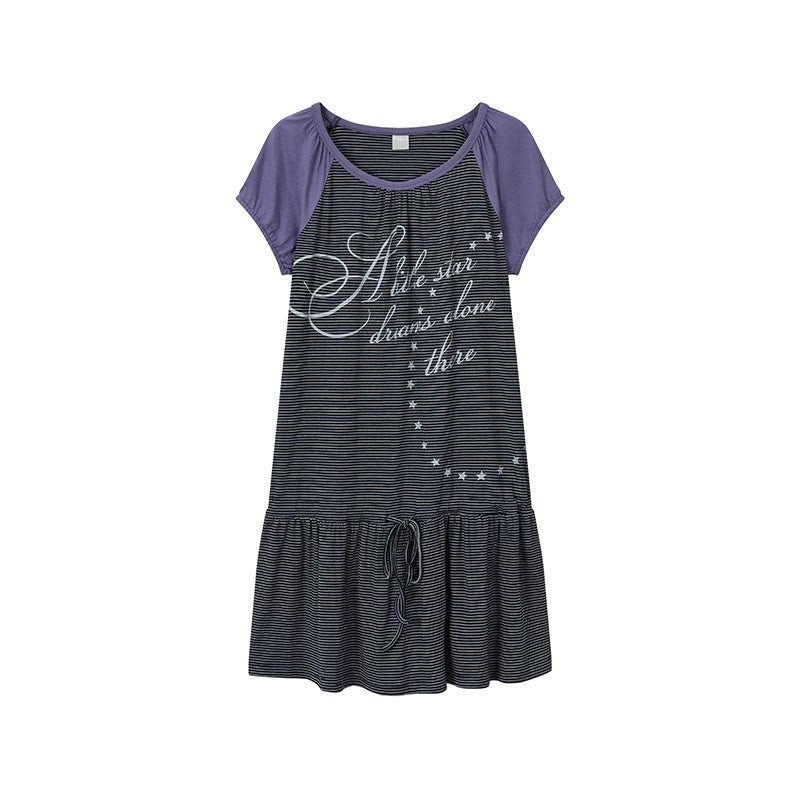 atrandom_Skyline_Contrast_Stripe_Print_Tie_Waist_Women&