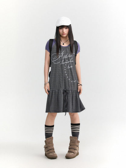 atrandom Skyline Contrast Stripe Print Tie Waist Women&