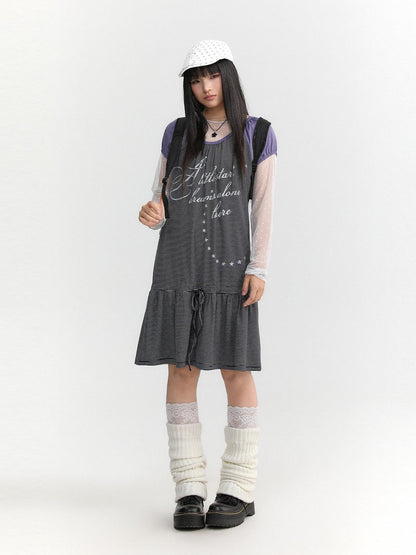 atrandom Skyline Contrast Stripe Print Tie Waist Women&